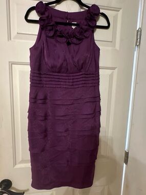 Signature by Sangria Plum Ruffle-Neck Tiered Midi Dress elegant, luxury